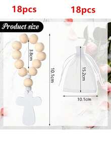 12/24pcs Catholic Wooden Rosary Bead Rosaries With Cross Beads Baptism Favors With White Handkerchief For First Communion Confirmation - Multicolor - View 9