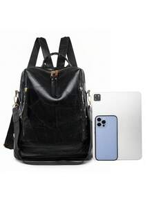 LECEY Mochila-bolso retro convertible - Diseño espacioso de doble uso con compartimento para computadora portátil y correas ajustables para el hombro - Perfecto para viajes, trabajo, escuela y uso diario - Negro - Ver 5