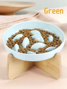 Gamelle Chat Slow Feeder Bowl With Stand - Ceramic Elevated Cat Food Bowl For Dry & Wet Food, Anti-Vomiting Puzzle Feeder