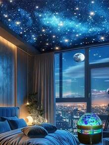 1 件 LED 天花板投影灯，极光和星空圆形灯，温暖氛围照明适合圣诞节、情人节、家庭聚会、卧室、节日、室内装饰、婚礼装饰、房间装饰、户外花园、车道、露台、理想的生日礼物、梦幻氛围投影 - 彩色 - 查看 4