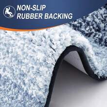 New OLANLY Bathroom Rug Set 2 Piece, Soft Absorbent Microfiber Bath Rug Set, Non-Slip, Machine Wash Dry, Plush Shaggy Bath Mats For Bathroom (30"X20"+24"X16", Dark Blue) - 深藍色 30 英寸 x 20 英寸 + 24 英寸 x 16 英寸 - View 5