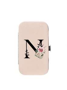 7件套指甲钳套装，黑色花卉字母图案，含便携收纳盒，大容量指甲护理盒，不锈钢工具，超锋利防溅指甲钳套装，经典设计剪钳盒，适用于移动美容、旅行、外出、居家学习等场合。 - 米色 - 查看 25