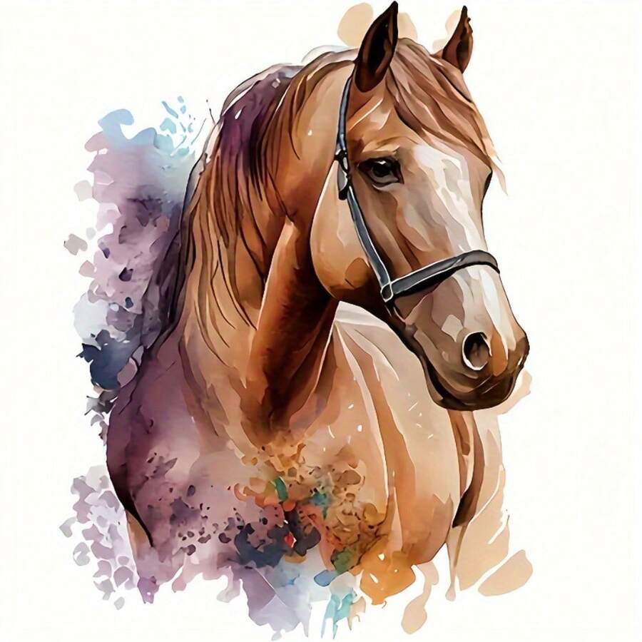 1 peça/2 peças/3 peças Patches de Transferência de Calor de Cavalo Correndo em Aquarela, Adesivos Laváveis DIY Adequados para Camisetas, Denim, Moletons, Sacolas, Almofadas