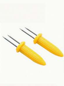 10/ 5/ 1 قطعة حمالة رذاذ الذرة من الفولاذ المقاوم للصدأ، حامل قضبان الذرة من الفولاذ المقاوم للصدأ، شوكات الذرة، آلة تثبيت الذرة، للشواء والنزهة والخارج، الخضراوات المشوية والفواكه، ألعاب الشواء، أجنحة الدجاج المشوية، النقانق، شوك اللحوم المشوية، مناسب لحامل الذرة المحلاة بشفرتين للشوي، شوك الذرة، مناسب للطبخ المنزلي والتجمعات والتخييم