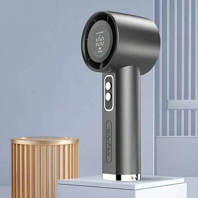 1PC New Portable Handheld Bladeless Fan -Adjustable & Rechargeable Mini Personal Fan With LED Display, High-Speed Turbo Engine, USB Charging, Ergonomic Design For Travel & Outdoor Use