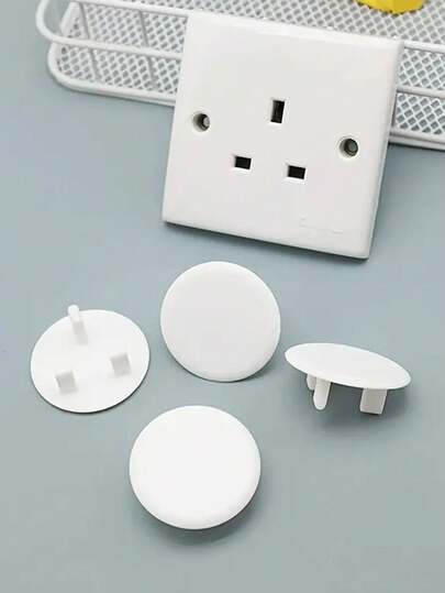 10pcs White And Black Plastic Outlet Covers - Household Appliance Accessories, Child Safety Protectors