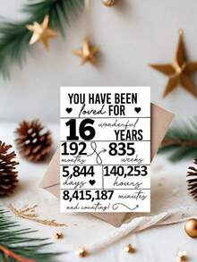 1pc ALLENG Sweet 16th Birthday Card With Envelope - Celebration Greeting Card, 16 Years Milestone Keepsake, Time Countdown Design, Thoughtful Gift For Teen'S Special Day - Multicolor - View 13