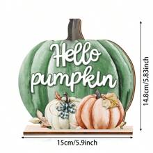 1 pièce Décoration pour table en bois à étages avec message "Hello Pumpkin" pour l'automne, décoration rustique d'automne, signe de récolte de citrouille pour la fête de l'action de grâce sur la table (sans le plateau)