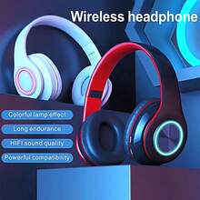 Wireless Headphones With Colorful LED Lights, 2025 New Comfort Foldable Over Ear Headset With Built-In Microphone, SD Card Slot, Active Noise Cancelling, Deep Bass Stereo, Long Standby Time, Gift For Game/Birthday/Valentine's Day/Boy/Girlfriends - 白色 - 查看 3