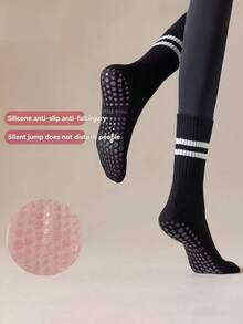 3 Pairs Pilates Non-Slip Socks, Women's Pilates Non-Slip Socks, Pilates Sticky Socks, Yoga Barrel Socks With Grip, Black White Pink Sports