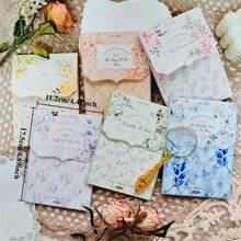 50 Sheets/Book Craft Paper Material, White Seasonal Floral Series DIY Decoration Scrapbooking Paper, Butterfly Package Paper Decoration Background Paper, Children Gift