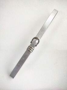 Imported Women's Belt With Gold Buckle - 銀色 - 查看 3