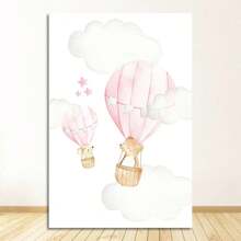 1 peça pôster balão rosa animal viagem impressão pintura nórdica criança quarto decoração pintura em tela decoração para casa decoração de quarto arte decoração de parede moldura opcional