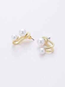 Modische, elegante, einfache Ohrring-Deko mit Kunstperle