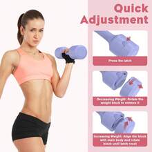 Weights Adjustable Dumbbell Set Of 2, Each 2.2lb, 3.3lb, 4.4lb, 5.5lb Dumbbells For Women/Men, 4 In 1 Hand Weights Set For Home Gym Fitness Training With 2PCS Non-Slip Palm Protections Gym Accessories - Multicolor - View 7