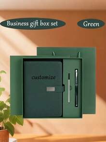 1set- Customized Personalized A5 Notebook Gift Set - High-End Red Business Stationery Box, Customizable Notebooks, Fashionable Metal Pens, And Refillable Ink Cartridges - Solid Color Theme, Blank Paper, Gift Bag Not Included, One-Click Customization Content - Multicolor - View 4