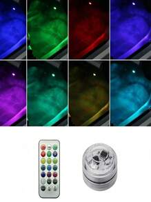 Kfz LED Atmosphärenbeleuchtung Fußraumbeleuchtung Innenraum kabellose Fernbedienung Dekorationsleuchten kabellose farbige Beleuchtung, RGB Mini kabellose selbstklebende LED Innenraum Ambiente Licht Fernbedienung Dekoration Auto Dach Fuß Atmosphäre RGB Unterwasser Aquarium Lampe farbig für Kfz, Raum, Pool (Fernbedienungsstil ist zufällig)