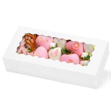 20Pcs, White Cookie Boxes With Window ,Bakery Box With Window For Treats,12.5 X 5.5 X 2.5 Inches Chocolate Covered Strawberries Boxes Treat Boxes Bakery Supplies For Pastries, Desserts, Donuts, Muffins - White - View 13