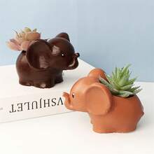 1pc Adorable Elephant Silicone Mold For Flower Pots, Cement & Clay Crafts - Epoxy Resin Casting Mold For Candles, DIY Jewelry Storage Boxes - Home Decor Gift - White - View 4