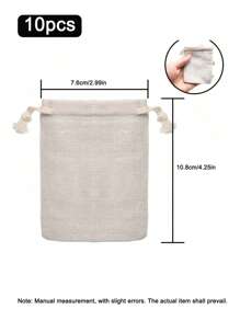 10 Hotel Coarse Cloth Tie Bags, 3x4-Inch Reusable Small Bags, Suitable For Jewelry, Tea, Wedding Party Gifts, Small Gift Packaging, Wedding Gift Packaging Bags, Valentine's Day Packaging Bags, Packaging Bag Gifts