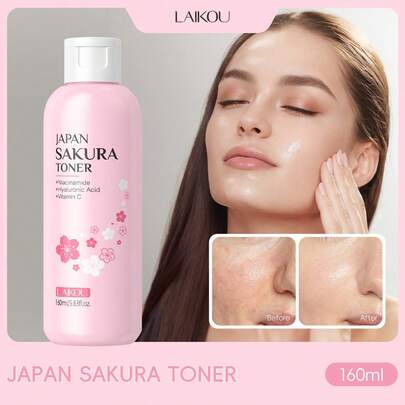  1 件保湿亮肤 LAIKOU 樱花面部爽肤水，160ml 收缩毛孔保湿爽肤水深层滋养肌肤爽肤水，适合女性、妈妈、妻子、姐妹、青少年、女朋友护肤礼物，送给女朋友 SPA 自我护理