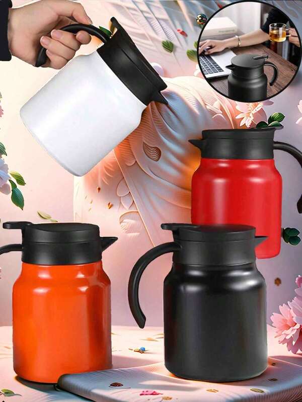 1 pieza Botella aislada de gran tamaño, de acero inoxidable 316 con separación para té y agua, adecuada para leche, café, té, jugo, botella de agua caliente para oficina o hogar