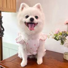 1 pièce Robe à volants romantiques et mignons en forme de cœur pour chiens de taille petite/moyenne, vêtements pour animaux de compagnie chien/chat