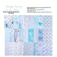 50 Sheets/Book Craft Paper Material, White Seasonal Floral Series DIY Decoration Scrapbooking Paper, Butterfly Package Paper Decoration Background Paper, Children Gift