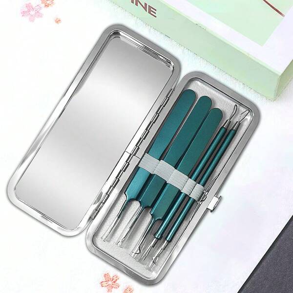 Pimple Popper Tool Kit,Blackhead Remover Tool 5 Pcs Blackhead Extractor Tool For Face Comedone Zit Acne Whitehead Blemish, Stainless Steel Extraction Tools Set