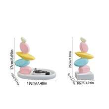 堆叠石雕 - 抽象平衡岩石艺术树脂雕塑，时尚优雅的设计，适合家庭和办公室的装饰性桌面雕像 - 彩色 - 查看 12