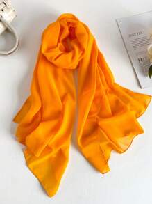 1 pièce Foulard en mousseline de soie légère de couleur unie, hijab pour femme, châle décoratif simple et polyvalent pour la protection solaire
