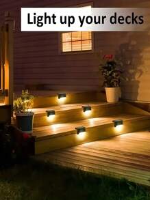 4 قطع/12 قطعة/16 قطعة أضواء لسلم/درجات خطوة شمسية، أضواء للتخييم الخارجي، أضواء لسلالم الحديقة الخارجية بنظام التحكم بالإضاءة، أضواء سطح شمسية لحديقة الفناء، السلالم الأرضية، السياج ،الشرفة، مسار الحفل الزفاف