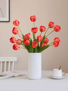 1pc Tulip Artificial Flowers, Real Touch Flower Pink Fake Flowers, Fake Tulip Flower Arrangement Bouquet Suitable For Home Office Wedding Decoration Artificial Plant Decoration