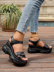 2025 Summer New Thick Sole Platform Women Sandals, Fashion Versatile Casual Women Sandals, High Heel Women Sandals, Outdoor Beach Women Sandals, Campus Student Women Shoes, Black And White Sandals
