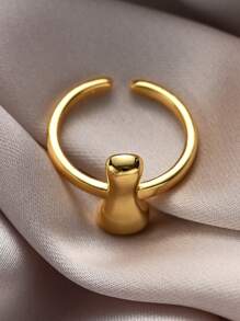 1pc Fashionable Gold 26 Letter A-Z Copper Gold Plated Retro Coin Style Adjustable Ring, Suitable For Women Daily, Beach, Party, Holiday Wear, Gift For Couple And Friends
