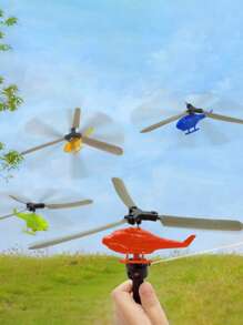 1/2/4/6/8/10/16/20 Sets Random Color Outdoor Pull Line Helicopter Toy Plane, Fly Small Plane, Teenager's Outdoor Games Sports Toys, Handle Pull Helicopter, New Year/Halloween/Christmas/ Birthday Gifts , Plastic Toy, Party Small Gift, Stress Relief Toy, Decompression Toy, Indoor/Outdoor Activity