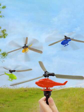 1/2/4/6/8/10/16/20 Sets de juguetes de avión helicóptero con línea de tracción de color aleatorio para juegos al aire libre, juegos de deportes y actividades para adolescentes, juguete de mano para helicóptero, regalos para Año Nuevo/Halloween/Navidad/Cumpleaños, de plástico, regalos pequeños para fiestas, juguetes antiestrés y de descompresión, para actividades interiores y exteriores
