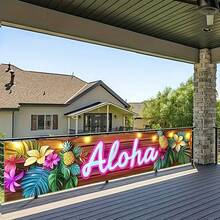 1pc-Colorful Aloha Beach Banner With A Tropical Hawaiian Theme For Summer - The Perfect Gift Flag For Indoor And Outdoor Party Decorations | Family Gatherings & Vibrant Outdoor Signage For Lively Background Hangings.