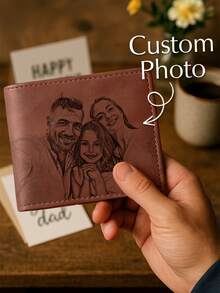 1pc Customized Photo PU Leather Wallet, Mother's Day Gift, Customizable Engraving, Personalized Women's Wallet, Customized Faux Leather Wallet, Personalized Mother's Day Gift, Engraved Leather Wallet, Coin Purse, Mom's Wallet, Anniversary Gift, Mother's Day Gift, Mom's Birthday Gift, Wedding Gift, Gift For Girlfriend/Her/Wife