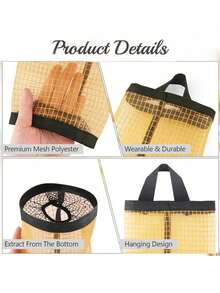 1/2 件垃圾袋收纳挂袋、壁挂式抽绳鞋袋、厨房塑料袋收纳袋、编织网袋、带挂网的塑料袋收纳架、学校用品、返校大学生收纳袋 - 彩色 - 查看 3