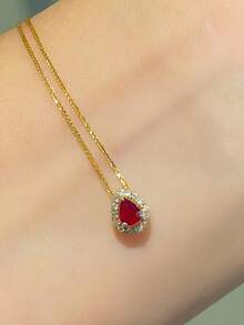 1 件 S925 纯银原创百搭 Ins 风格水滴奢华宫廷风格锆石吊坠项链，复古优雅，适合女性日常佩戴、节日、派对礼物、珠宝