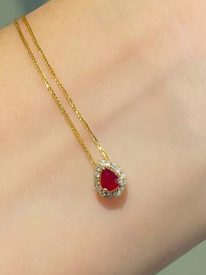 1 件 S925 纯银原创百搭 Ins 风格水滴奢华宫廷风格锆石吊坠项链，复古优雅，适合女性日常佩戴、节日、派对礼物、珠宝