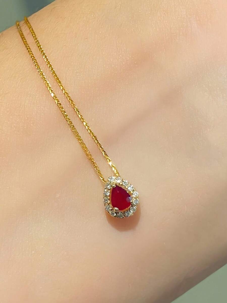 1 件 S925 纯银原创百搭 Ins 风格水滴奢华宫廷风格锆石吊坠项链，复古优雅，适合女性日常佩戴、节日、派对礼物、珠宝