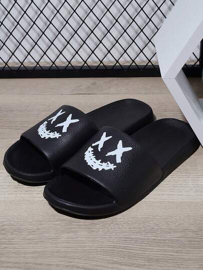 男士轻便 EVA 一脚蹬拖鞋，卡通印花柔软舒适男女通用休闲凉鞋，适合居家、户外、海滩和淋浴