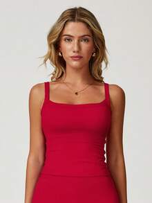 MASKERT 女士吊带背心，运动上衣，高弹力运动背心，日常穿着和通勤舒适 - 玫紅色 - 查看 4