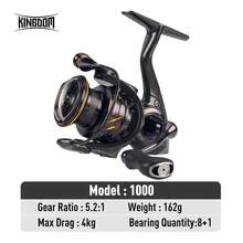 Kingdom Micro Fly Pro Reel Spinning Fishing Reel 160g Utra Light 8+1 Bearings 8KG Max Drag 5.2:1 Gear Ratio Fishing Reel - Black - View 11