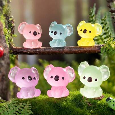 5/10/20pcs DIY Luminous Koala, Luminous Mini Resin Animal Koala, Mini Toys, Handmade Decoration Accessories, Small Animals That Glow In The Dark, Suitable For Holiday Gifts, Sock Gifts, Party Gifts, Prank Games, Landscape Gardens, Desktop Decorations