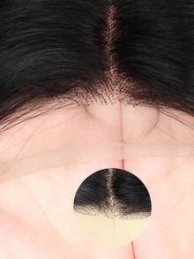 26 Inch Pre-Plucking Natural Black Wave Curls, 180% Density Natural Hairline, 13x4 Clear Lace Front Blended Hair, No Glue Required To Wear, Good Texture, Suitable For Women Daily Wear (8-36 Inch) (Blended Wigs-A Mix Of Human Blended Hair And Synthetic)Wigs Human Blended Hair/Women's Human Blended Hair Wig/Human Blended Hair Lace Front Wigs/Wigs Glueless/Bleached Knots/Lace Wig/Costume Party/Halloween - SNatural - View 4