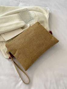 1 Pc Red Tassel Khaki Bag With "London Uk" Pattern, Bosnian Style, Tassel Linen Handbag, Storage Bag, Mother's Day Gift, Travel Convenience Bag, With Regional Tassel Style, Multifunctional Canvas Bag, Handbag, Coin Wallet, Charger Storage Bag, Men's And Women's Zipper Bag, Suitable For Girlfriends, Wives, Mothers - Multicolor - View 7