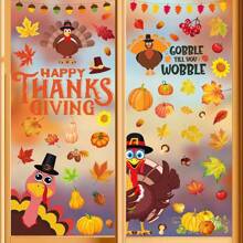 9 piezas Pegatinas de ventana de Acción de Gracias de otoño con hojas de arce, calabaza, erizo, ciervo, conejo, bicicleta, girasol - Pegatinas de refrigerador de decoración de doble cara para el hogar, la oficina, fiestas. Pegatinas de ventana navideñas con Papá Noel, renos, muñecos de nieve y copos de nieve - Decoraciones navideñas de plástico con estática, reutilizables y fáciles de aplicar